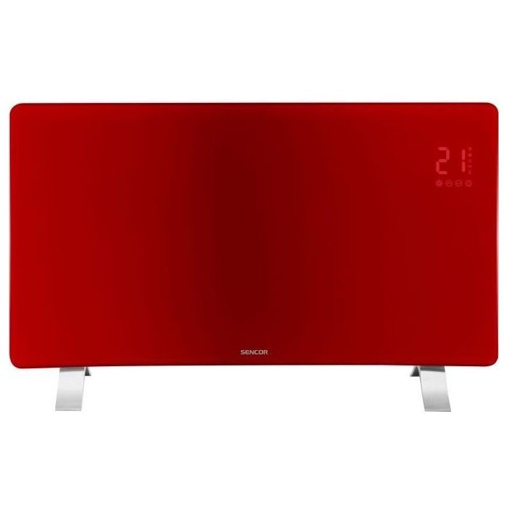 Radiateur intelligent Wi-Fi en verre - SENCOR - SCF 4742RD - 2400 W - 2 niveaux - Thermostat - Rouge