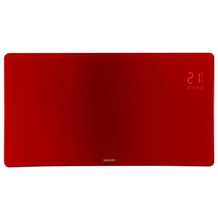 Radiateur intelligent Wi-Fi en verre - SENCOR - SCF 4742RD - 2400 W - 2 niveaux - Thermostat - Rouge