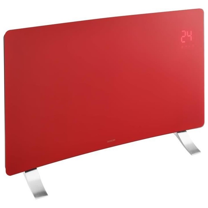 Radiateur intelligent Wi-Fi en verre - SENCOR - SCF 4742RD - 2400 W - 2 niveaux - Thermostat - Rouge