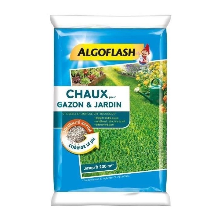 ALGOFLASH Chaux pour gazon et jardin - 10 kg ALGOFLASH Chaux pour gazon et jardin - 10 kg