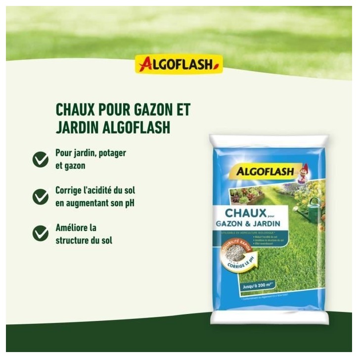 ALGOFLASH Chaux pour gazon et jardin - 10 kg ALGOFLASH Chaux pour gazon et jardin - 10 kg
