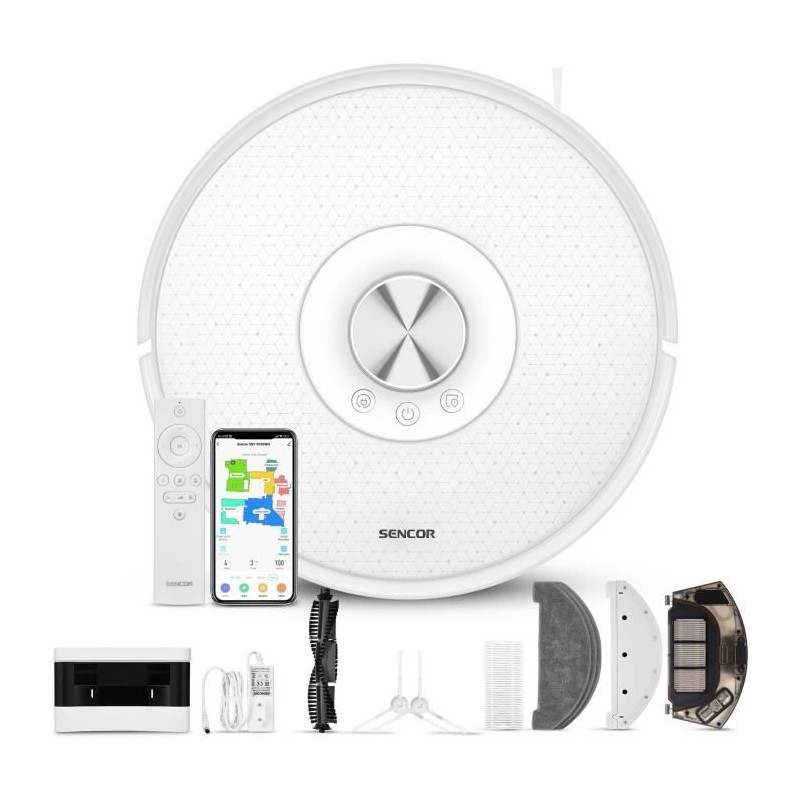 Aspirateur Robot Laveur - SENCOR SRV 9350WH - 4000 Pa - 200 min - 65 d Aspirateur Robot Laveur - SENCOR SRV 9350WH - 4000 Pa - 200 min - 65 d