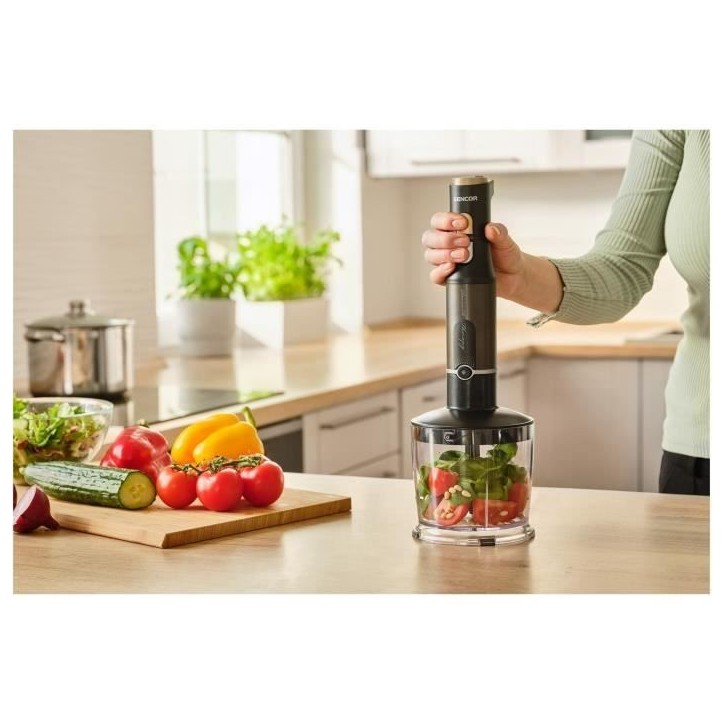 Mixeur plongeant 6 en 1 - SENCOR - SHB 6442BK - 1200 W - Technologie TITANIUM QuadBlade - Noir