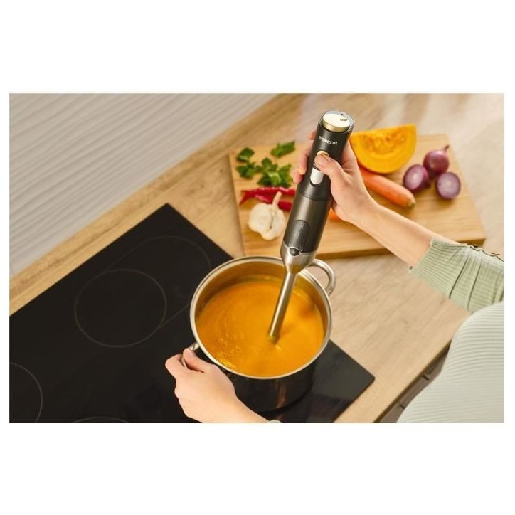 Mixeur plongeant 6 en 1 - SENCOR - SHB 6442BK - 1200 W - Technologie TITANIUM QuadBlade - Noir