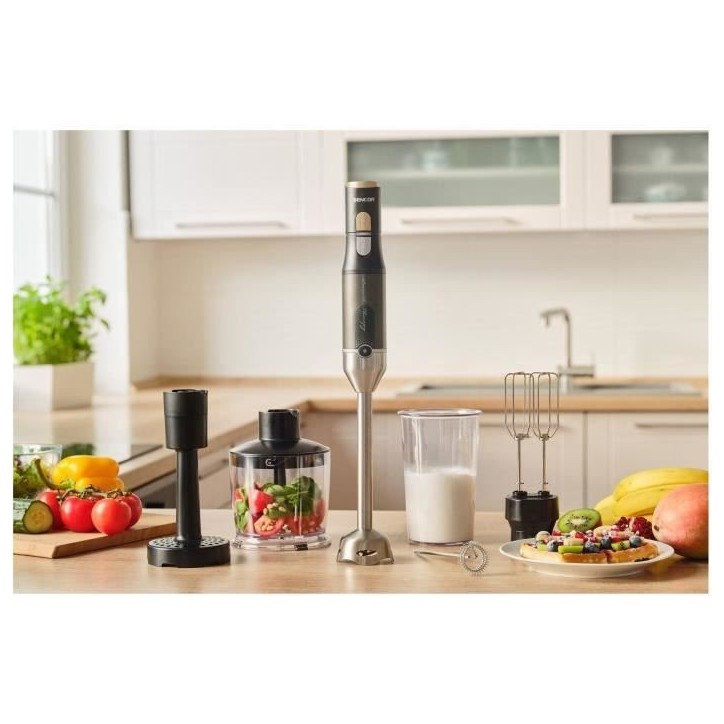 Mixeur plongeant 6 en 1 - SENCOR - SHB 6442BK - 1200 W - Technologie TITANIUM QuadBlade - Noir