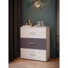 Commode - ADRIA - 3 tiroirs - Chene cendré / Gris uni - L75x P41 x 90