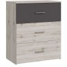 Commode - ADRIA - 3 tiroirs - Chene cendré / Gris uni - L75x P41 x 90