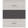 Commode - ADRIA - 3 tiroirs - Chene cendré / Gris uni - L75x P41 x 90