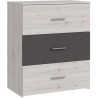 Commode - ADRIA - 3 tiroirs - Chene cendré / Gris uni - L75x P41 x 90