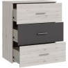 Commode - ADRIA - 3 tiroirs - Chene cendré / Gris uni - L75x P41 x 90
