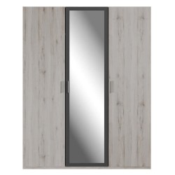 Armoire de chambre - ADRIA - Chene cendré / Gris foncé - 3 portes ba