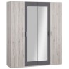 Armoire de chambre - ADRIA - Décor Chene cendré / Gris foncé - 4 po