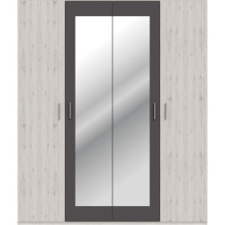 Armoire de chambre - ADRIA - Décor Chene cendré / Gris foncé - 4 po