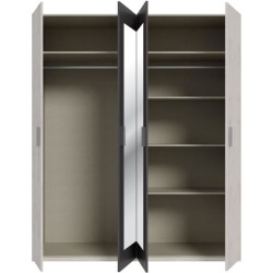 Armoire de chambre - ADRIA - Décor Chene cendré / Gris foncé - 4 po