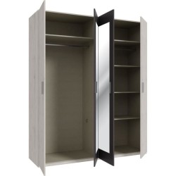 Armoire de chambre - ADRIA - Décor Chene cendré / Gris foncé - 4 po