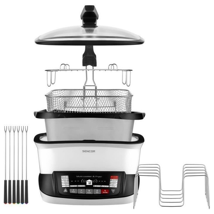 Friteuse multifonctionnelle - SENCOR - SFR 9400WH - 1800 W - 4,8 L - Blanc
