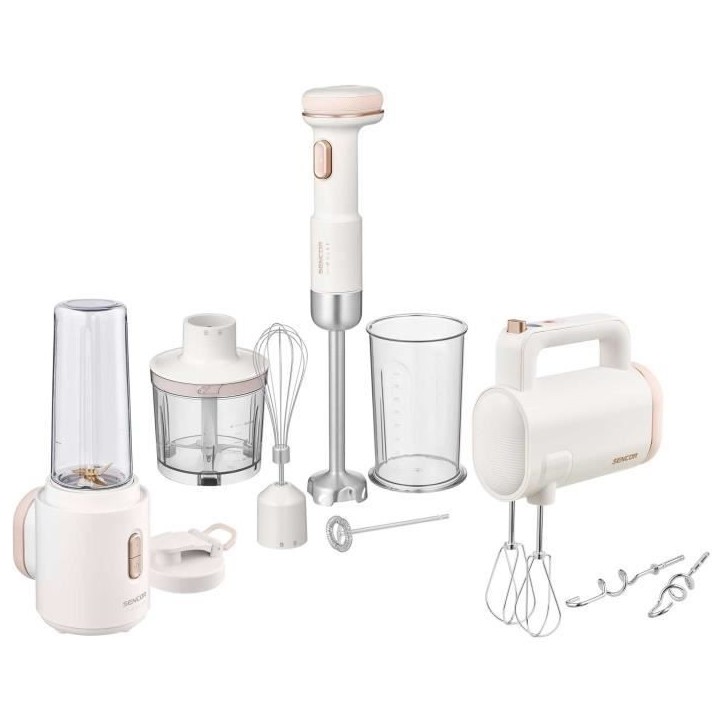 Mixeur plongeant - SENCOR - SHB 9130WH - 11,1 V - Récipients 500 et 700 ml - Blanc