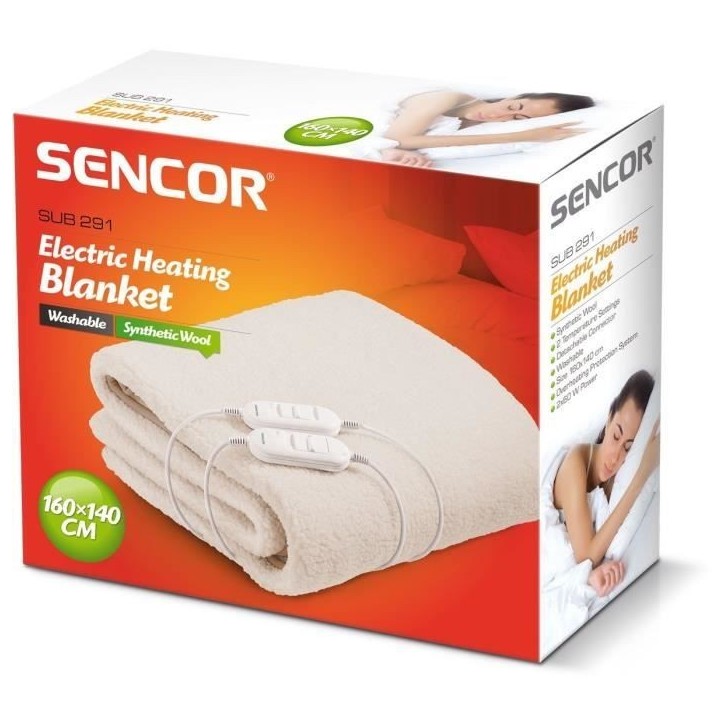 Couverture chauffante - SENCOR - SUB 291 - 120 W - 2 personnes - Blanc