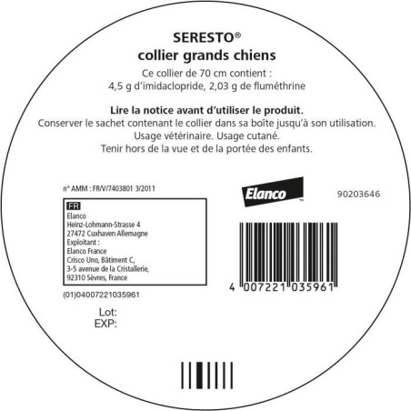 SERESTO Chien Collier Anti-Puces et Anti-Tiques +8kg 2 unités