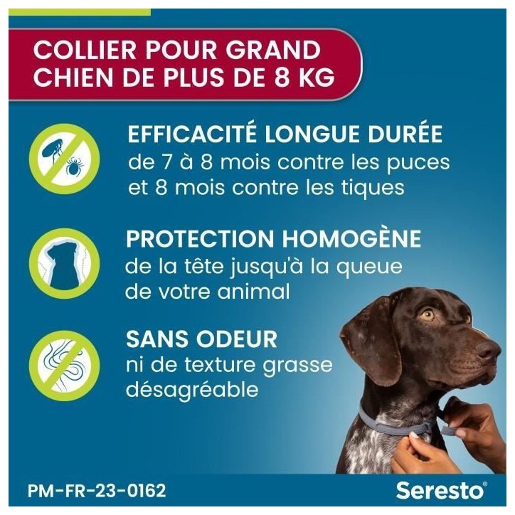 SERESTO Chien Collier Anti-Puces et Anti-Tiques +8kg 2 unités