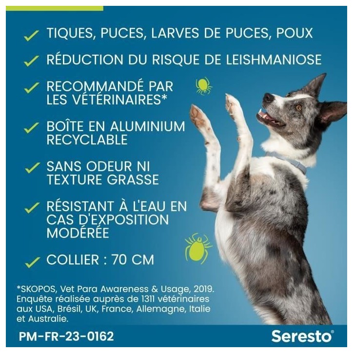 SERESTO Chien Collier Anti-Puces et Anti-Tiques +8kg 2 unités
