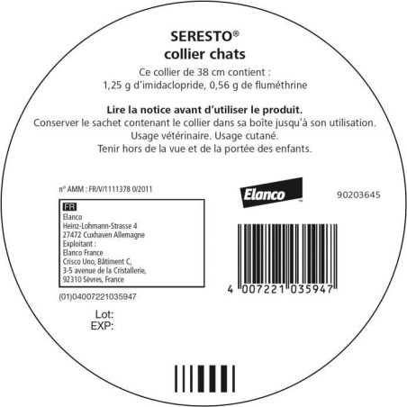 SERESTO Chat Collier Anti-Puces et Anti-Tiques 2 unités