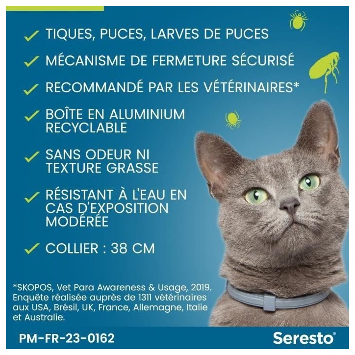 SERESTO Chat Collier Anti-Puces et Anti-Tiques 2 unités