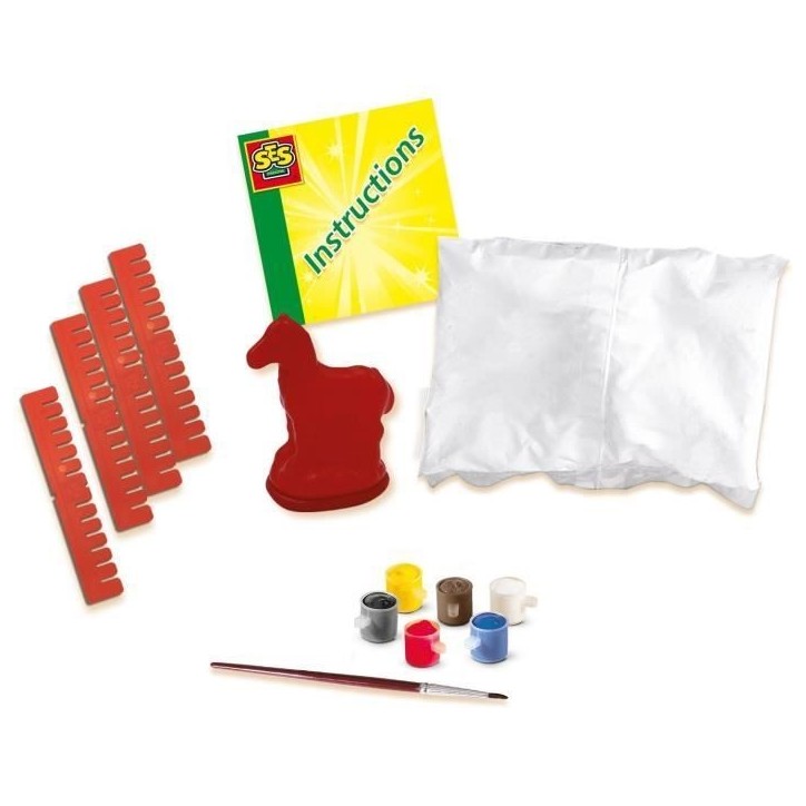 Moulage et peinture - Cheval - SES CREATIVE - Moule latex, support de séchage, plâtre, peinture et pinceau inclus