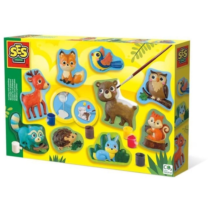Kit de moulage et peinture - SES CREATIVE - Animaux de la foret - Plastique recyclé - a partir de 5 ans - Mixte