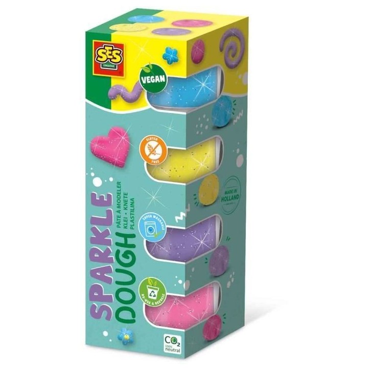 Pâte a modeler Feel good - Scintillant (4x90gr) - SES CREATIVE