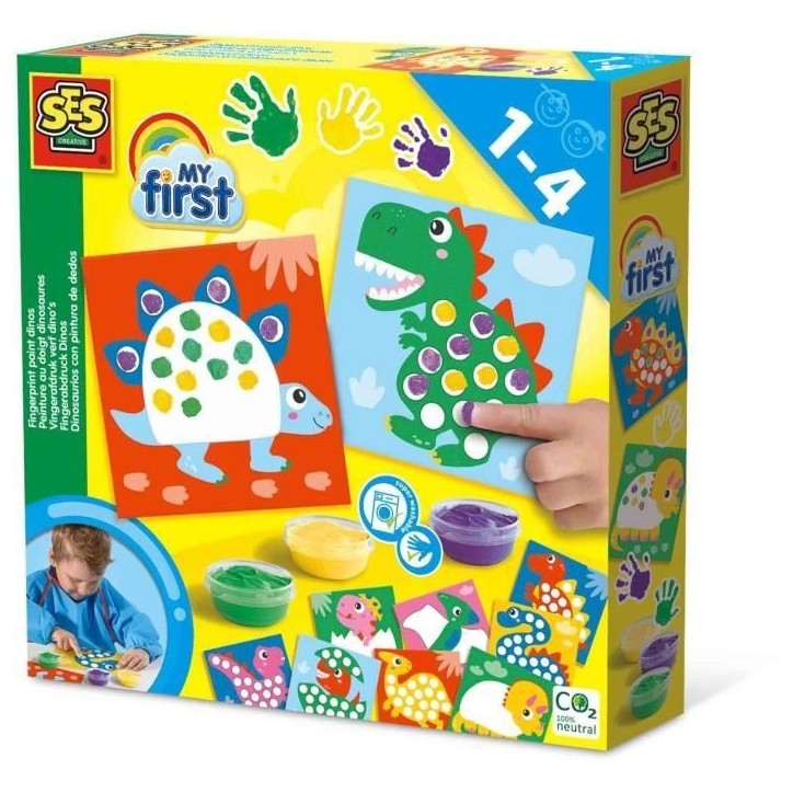My first - Peinture au doigt - Dinosaures - SES CREATIVE - Peins 10 cartes de dinosaures.