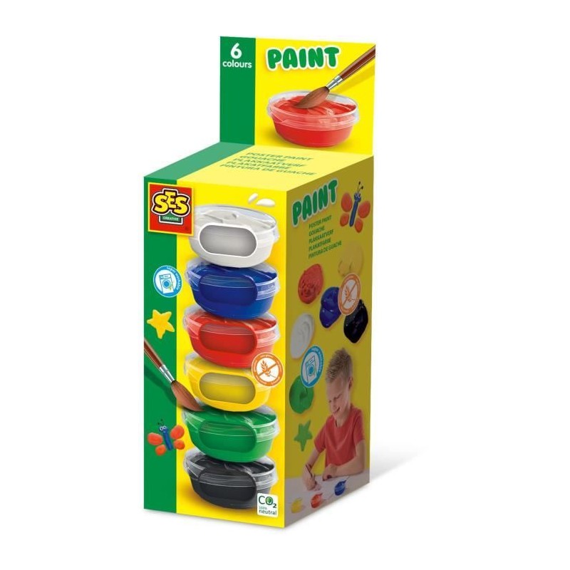 Gouache (6x45ml) - SES CREATIVE - Six couleurs : rouge, bleu, blanc, Gouache (6x45ml) - SES CREATIVE - Six couleurs : rouge, bleu, blanc,