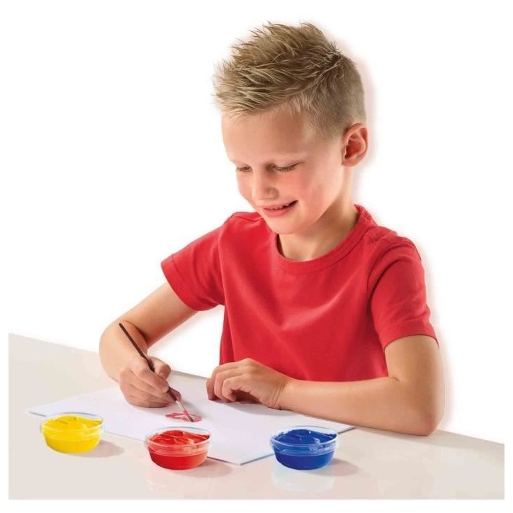 Gouache (6x45ml) - SES CREATIVE - Six couleurs : rouge, bleu, blanc, noir, vert et jaune.