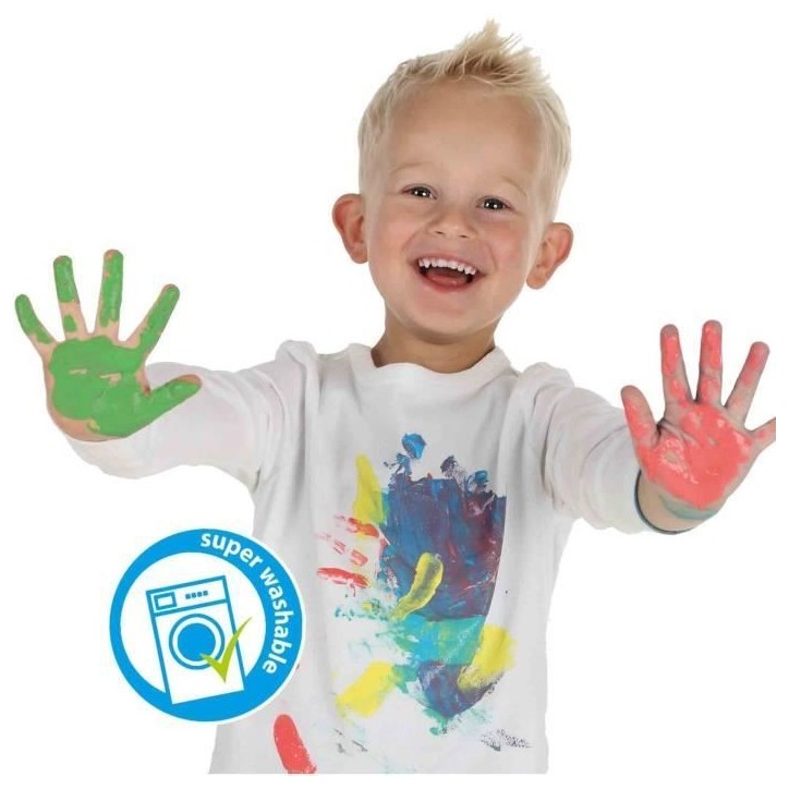 Peinture au doigt 6 couleurs x 45ml - SES CREATIVE - Intensité des couleurs et facilité de lavage.