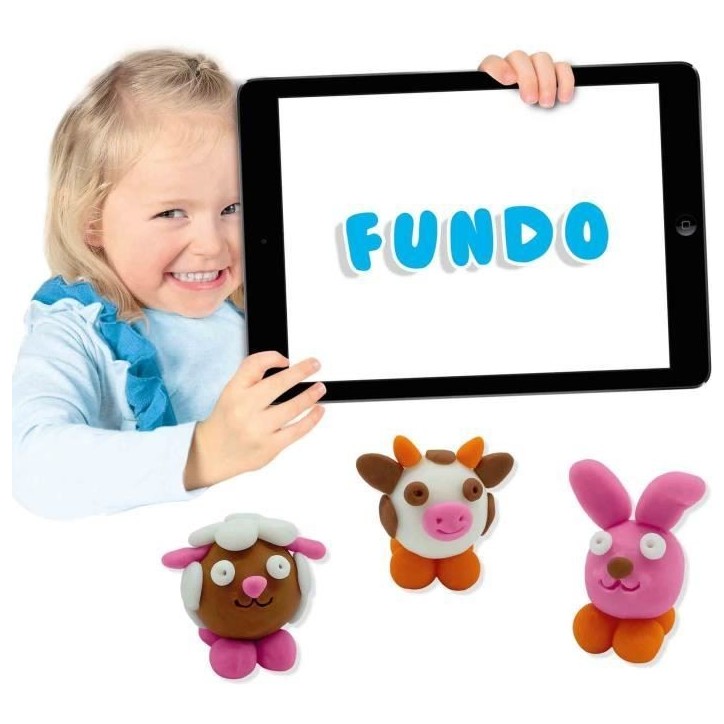 Pâte a modeler FunDo - Animaux de la ferme (3x90gr-1x40gr) - SES CREATIVE - Interactive pour les jeunes enfants.