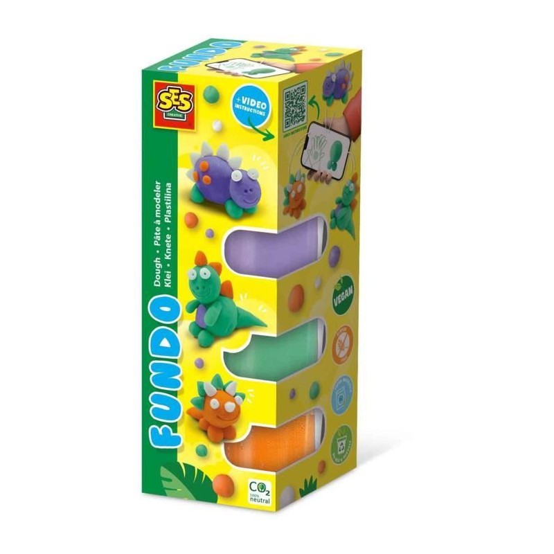 Pâte a modeler FunDo - Dinosaures (3x90gr-1x40gr) - SES CREATIVE - In Pâte a modeler FunDo - Dinosaures (3x90gr-1x40gr) - SES CREATIVE - In