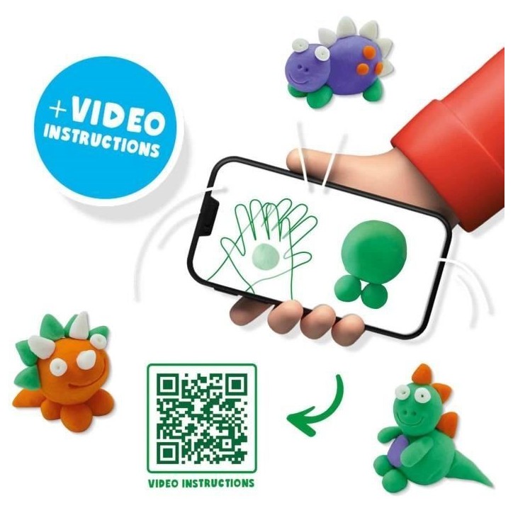 Pâte a modeler FunDo - Dinosaures (3x90gr-1x40gr) - SES CREATIVE - Interactive pour les jeunes enfants.