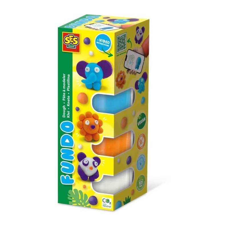Pâte a modeler FunDo - Animaux sauvages (3x90gr-1x40gr) - SES CREATIV Pâte a modeler FunDo - Animaux sauvages (3x90gr-1x40gr) - SES CREATIV