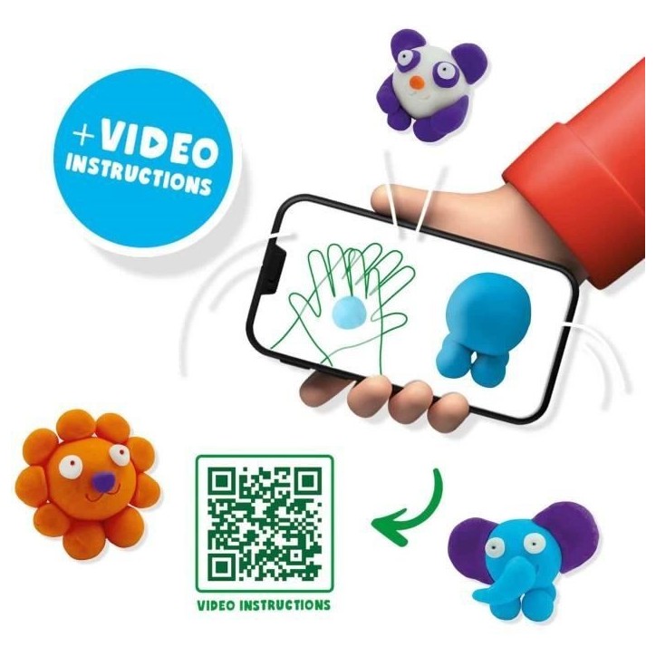Pâte a modeler FunDo - Animaux sauvages (3x90gr-1x40gr) - SES CREATIVE - Interactive pour les jeunes enfants.