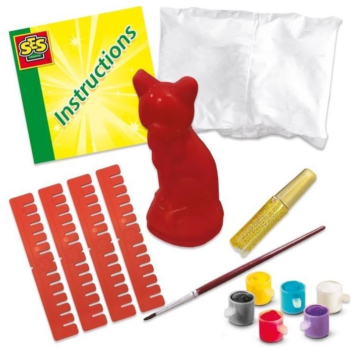 Moulage et peinture - Chat - Loisirs créatifs - SES CREATIVE - Pour réaliser des chats avec 6 couleurs de peinture.