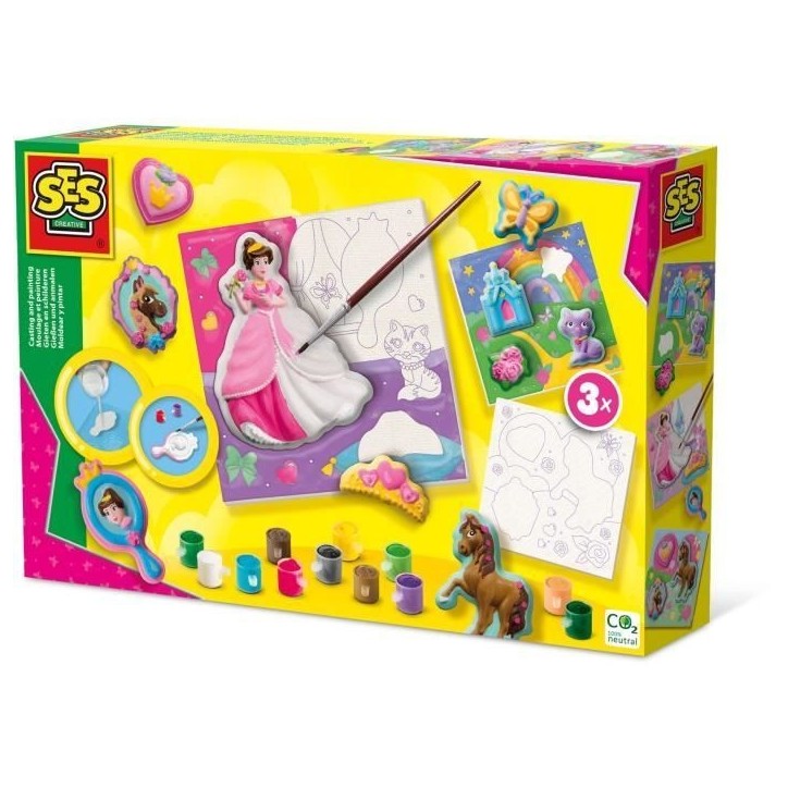 Moulage et peinture - Toiles pour peindre des princesses 3x - Loisirs créatifs - SES CREATIVE - Réaliser 3 peintures de prince
