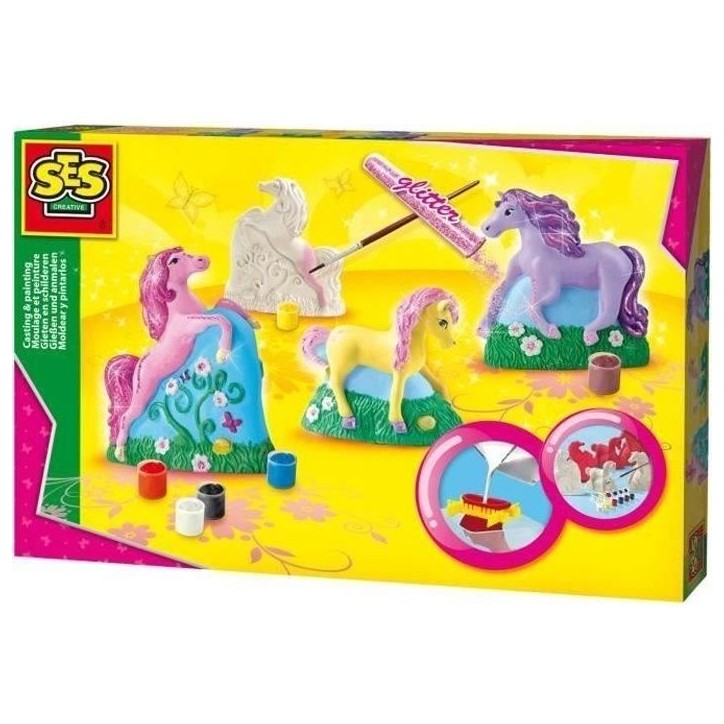 SES CREATIVE - Moulage et peinture - 3 chevaux - a partir de 5 ans - Mixte - Plâtre et peinture inclus