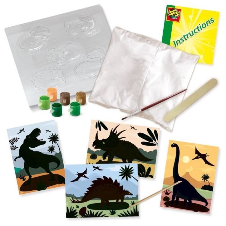 Dinosaures 2 en 1 - Moulage et peinture et scratch - Loisirs créatifs - SES CREATIVE - Mouler, peindre et scratcher des dinosau