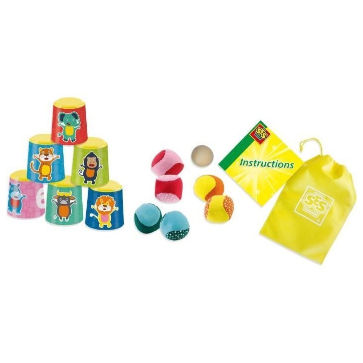Jeu de canettes et boules souples - SES CREATIVE - Chamboule-tout et pétanque