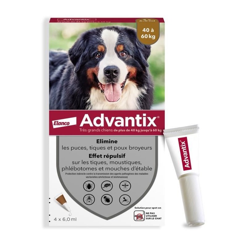 Advantix Chien Solution Antiparasitaire Tres Grande Race 40 a 60kg 4 p Advantix Chien Solution Antiparasitaire Tres Grande Race 40 a 60kg 4 p