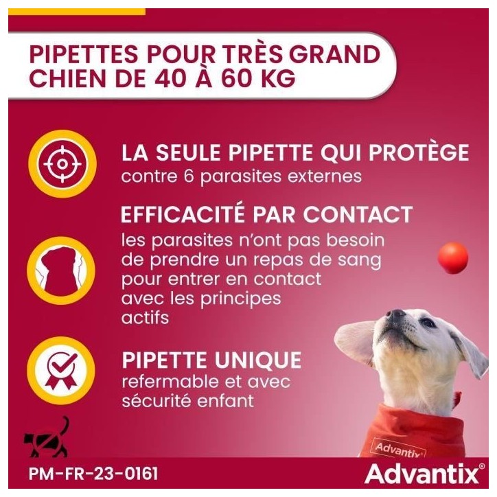 Advantix Chien Solution Antiparasitaire Tres Grande Race 40 a 60kg 4 pipettes