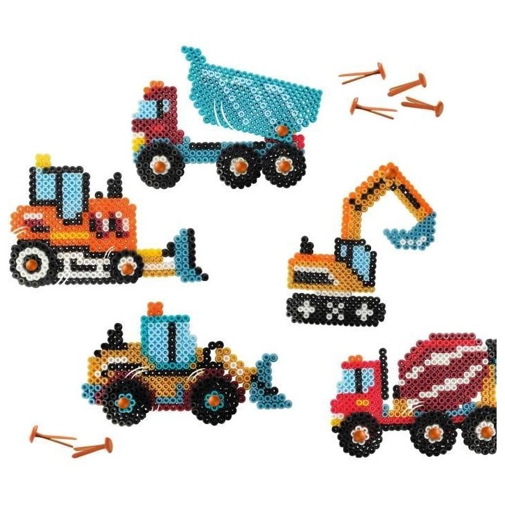 Perles a repasser - Camions de chantier - SES CREATIVE - Crée 5 types de véhicules de chantier.