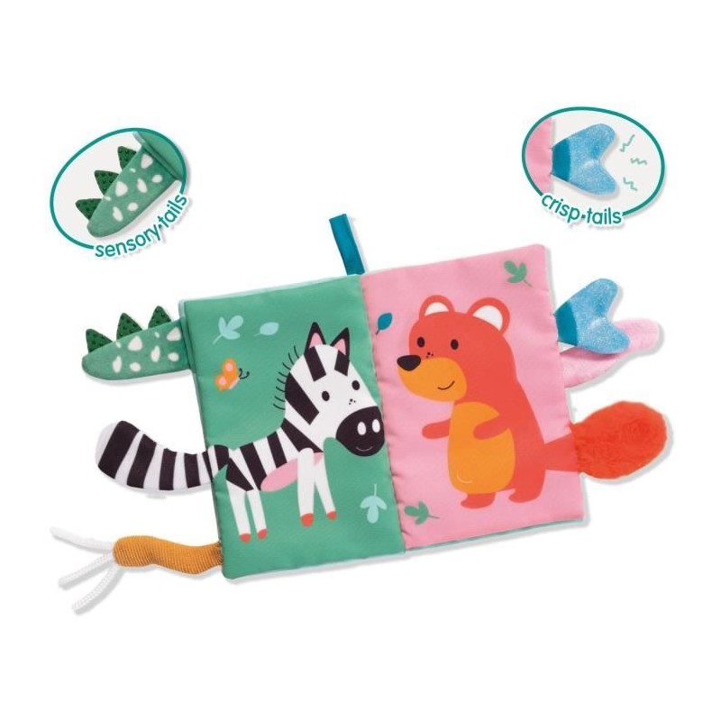 Livre en tissu sensoriel avec queues d'animaux Livre en tissu sensoriel avec queues d'animaux