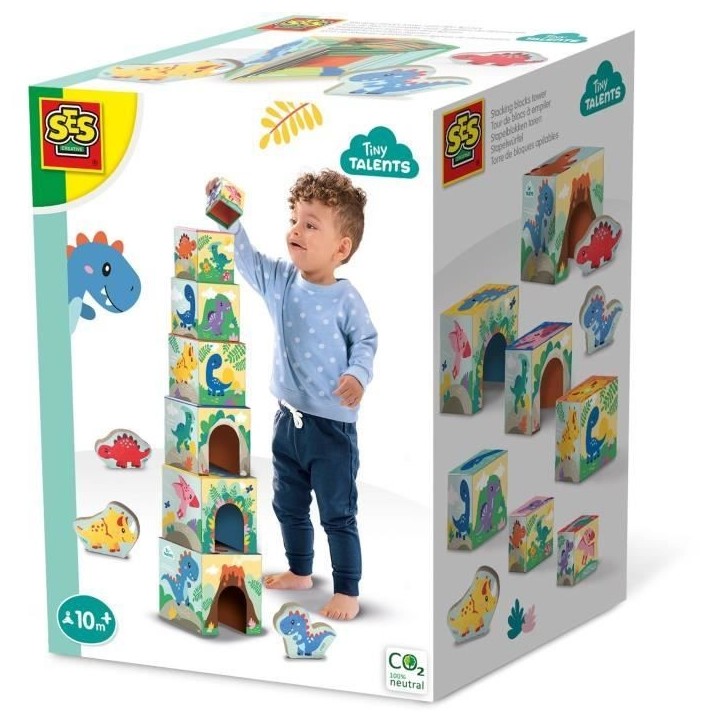 Tour de blocs a empiler avec figurines de dinosaures - Jeu d'adresse - SES CREATIVE - Tour empilable avec 3 figurines de dinosau Tour de blocs a empiler avec figurines de dinosaures - Jeu d'adresse - SES CREATIVE - Tour empilable avec 3 figurines de dinosau