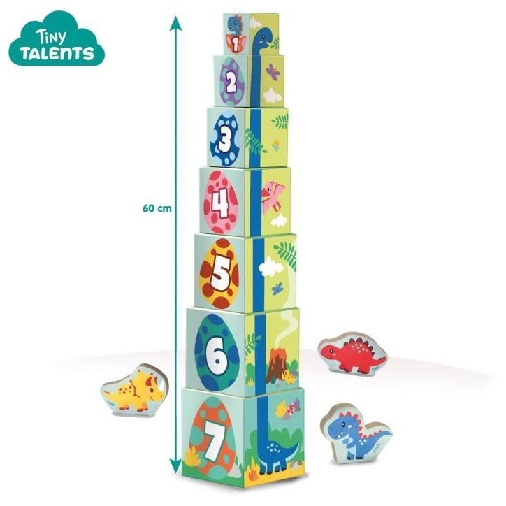 Tour de blocs a empiler avec figurines de dinosaures - Jeu d'adresse - SES CREATIVE - Tour empilable avec 3 figurines de dinosau Tour de blocs a empiler avec figurines de dinosaures - Jeu d'adresse - SES CREATIVE - Tour empilable avec 3 figurines de dinosau
